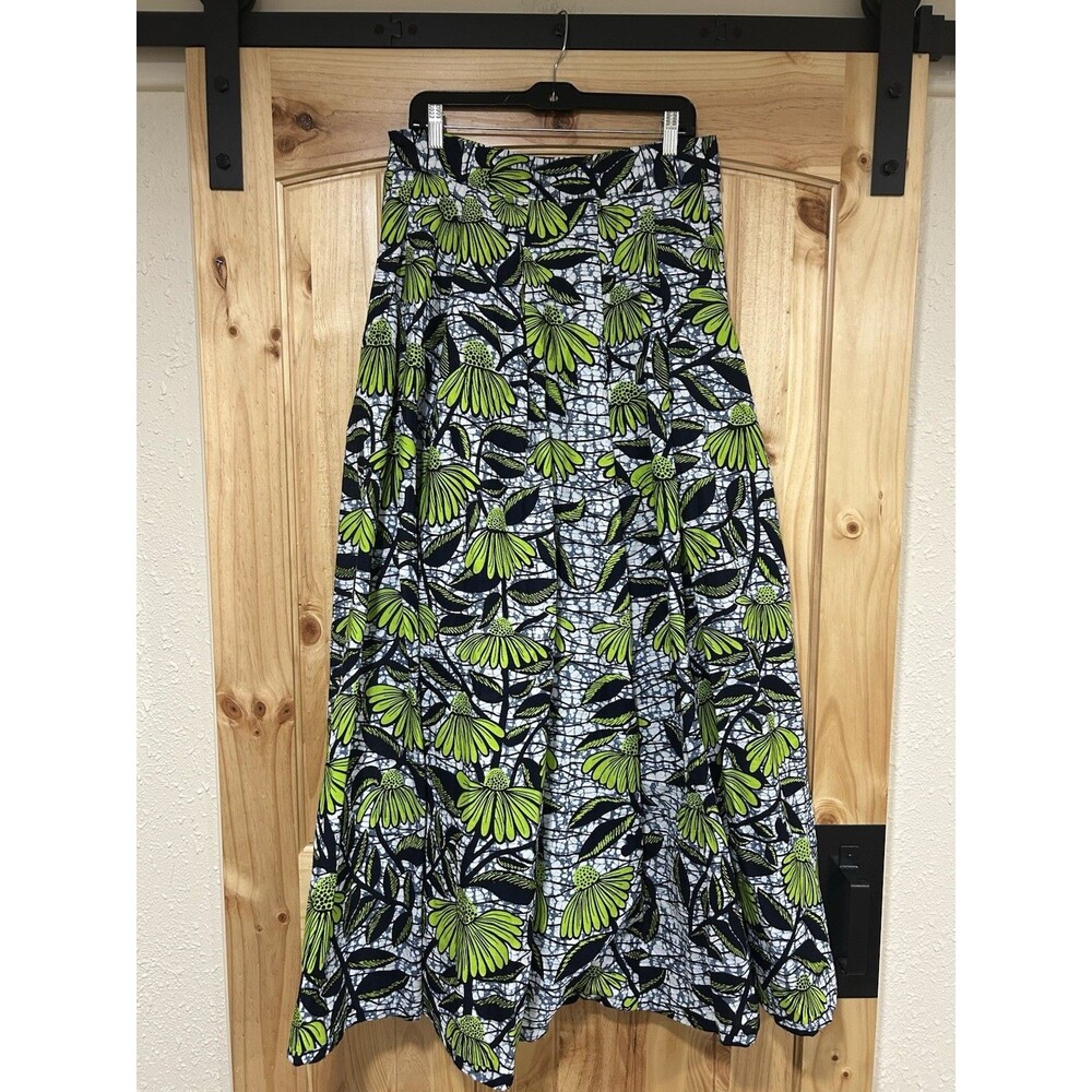 Francis + Benedict Women’s Maxi Skirt Green Blue Floral Print Cotton Size M NWT